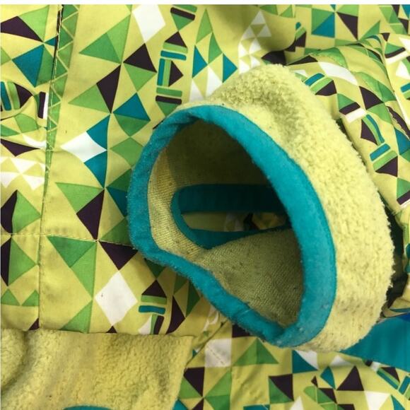 Lands end girls green and blue geometric print winter jacket - Picture 11 of 11